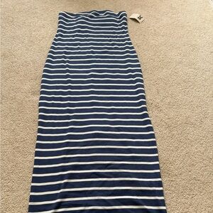SO Strapless Navy and White Striped Dress